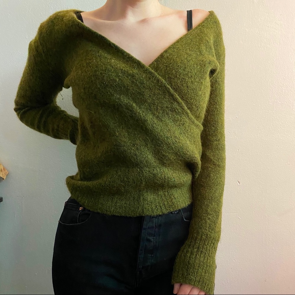 Woolly green wrap sweater